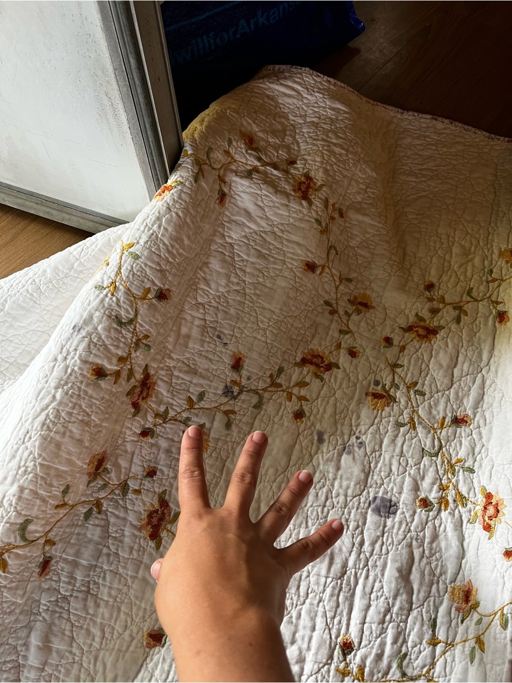 Cottagecore feminine girly girlhood country queen size Quilted Floral Bedspread - Picture 5 of 7